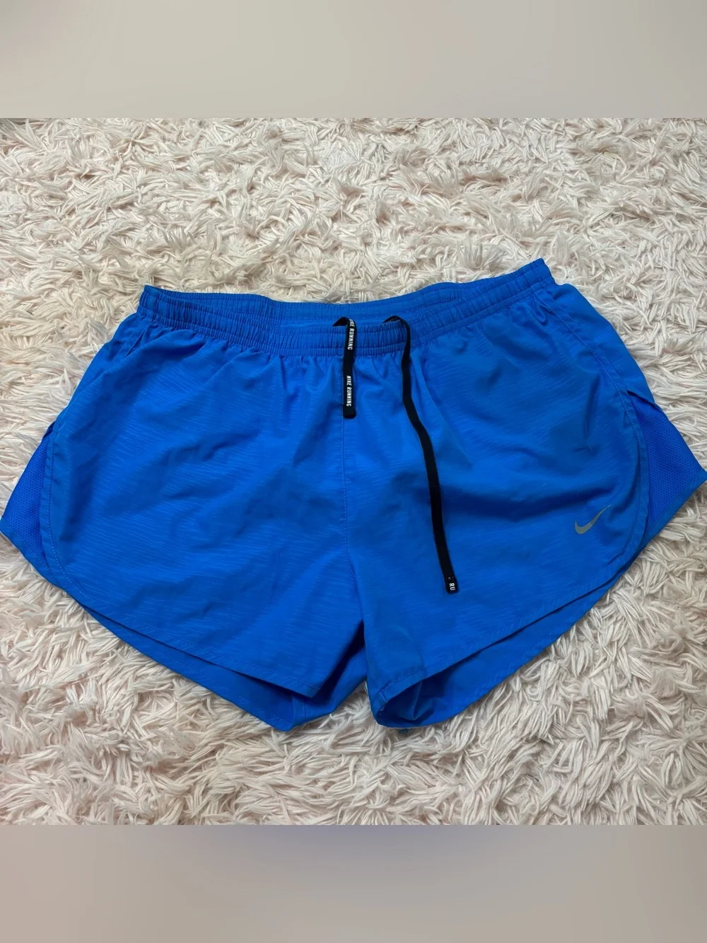 Nike Women’s Bright Blue Running Shorts with Black Drawcord